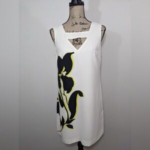 Banana Republic Sleeveless White Dress with Black Floral Design size 6